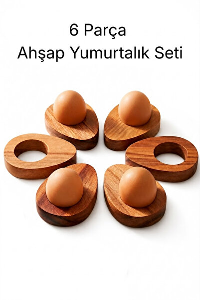 Vecta Yumi̇ Natural Wooden Egg Cup Set of 6 - Wooden Egg Holder for Breakfast...