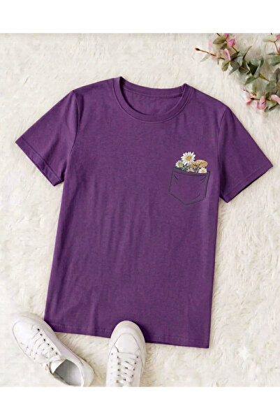 UNCİA OUTDOORS Women's Daisy Pocket Detailed Crew Neck Oversized Wide Fit T-S...
