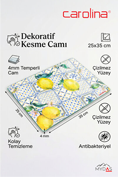 CAROLİNA 444 Dekoratif Kesme Camı 25x35 cm – 4 mm Temperli Cam | Çizilmeye Da...