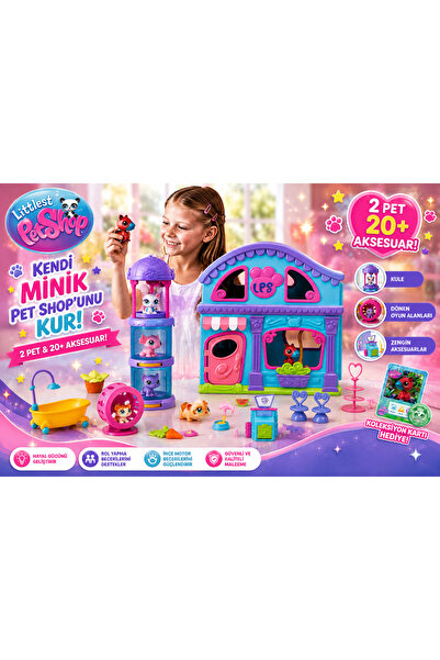 Cici Oyuncak Littlest Pet Shop Ev Oyun Seti 2 Figür 20+ Aksesuar LPS Mini Evc...