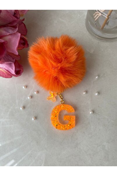 Bellinzona G Letter Vip Orange Orange Glitter Charm&Keychain [with Pompom Opt...
