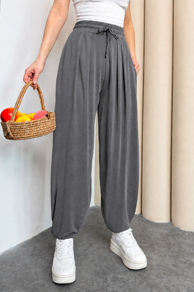 Mogi Butik Stirrup Model Γυναικείο Παντελόνι Modal Shalwar 3165 Smoked - Prem...