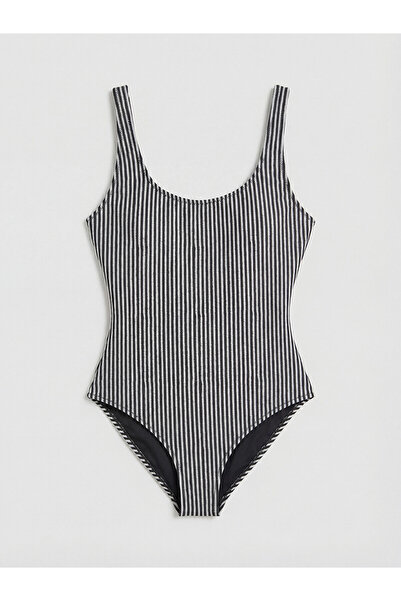 LC Waikiki Özmarka New Season Women's Striped Swimsuit with Sewn Pads
