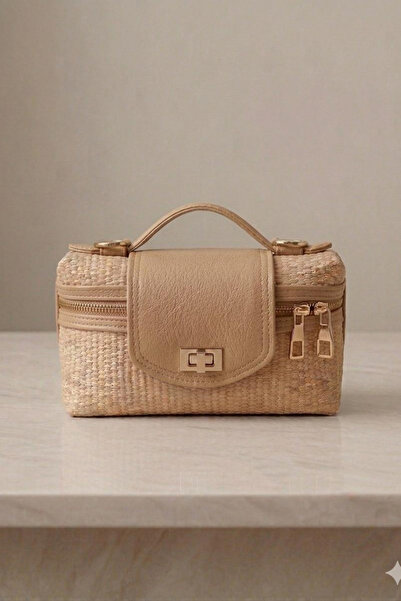 Gebiç Women's Bag with Straw Detail, Shoulder and Hand Bag