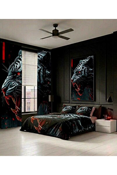 Elmas Dizayn 240*280 cm Double Wing 2 Pieces Background Curtain and 240*260 c...
