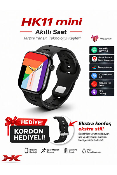 Qifit HK11 Mini 41MM Kasa – 2 Kordonlu, Amoled Ekran, Nfc Destekli
