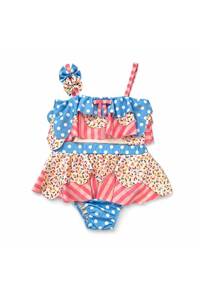 aykidsclup Girl's Ruffled Patterned Bikini Set Polka Dot & Patterned 26251-
