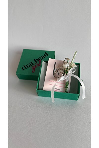 That Handmade Girl Beyaz Lale Buket Anahtarlık Boncuk El Yapımı Çiçek Çanta A...