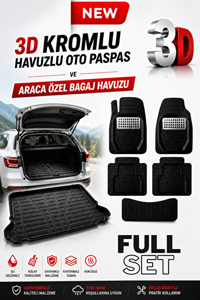 SOLVEKS PEUGEOT 3008 ÜST 2020 MODEL UYUMLU ARACA ÖZEL KESİM 3D BAGAJ HAVUZU+3...