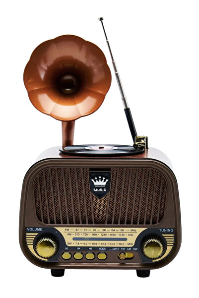 Dexxony Nostaljik Radyo MD-1319 Bluetooth Gramofonlu Hoparlör - Ahşap Tasarım...