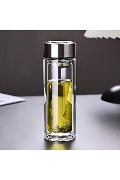 HXD Zoomlion Double Layer High Borosilicate Glass Water Bottle with Tea Filte...