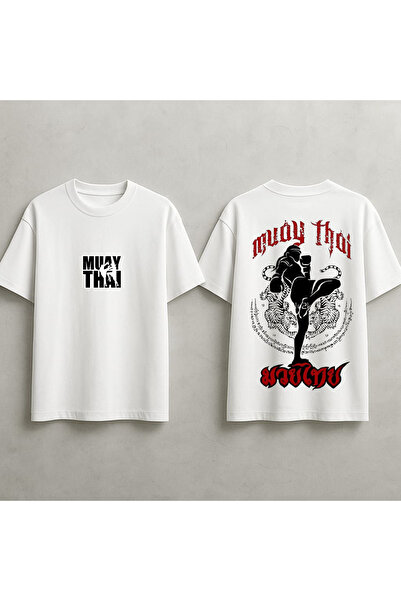 MAGORS Muay Thai Fighter Printed Oversize Unisex T-Shirt Crew Neck Cotton Wom...