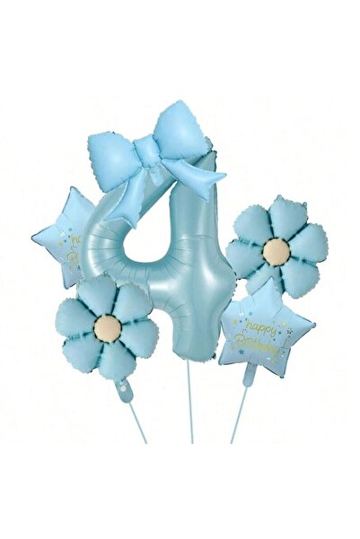 ÇITIPITISTORE Blue Daisy Number Bow Star Birthday Party Age Set