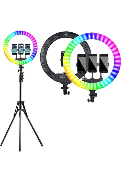 Nordic Φωτιστικό δαχτυλίδι LED RGB 45 εκ. με 3 βάσεις κινητών τηλεφώνων, τρίπ...