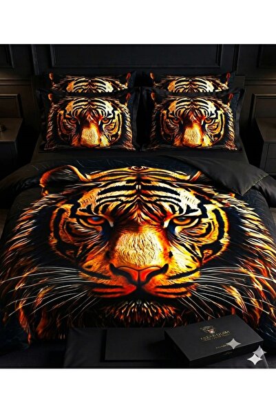 Elmas Dizayn Exclusive King Size Double 4-Piece Satin & Cotton Luxury Duvet C...