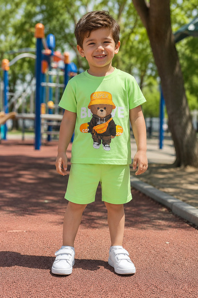 Yalçınoğlu Kids Boy's Printed Combed Cotton Shorts Set 3-5 Years I Cotton Com...