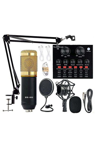 Generic Condenser Microphone BundleMic Kit with Live Sound Card, Adjustable M...