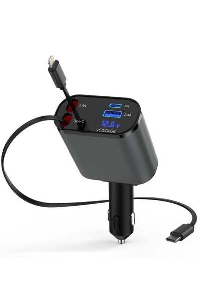 ELTRAZONE 60W Retractable Car Charger for iPhone15/14/13/12/11, PD20W/Type-C ...