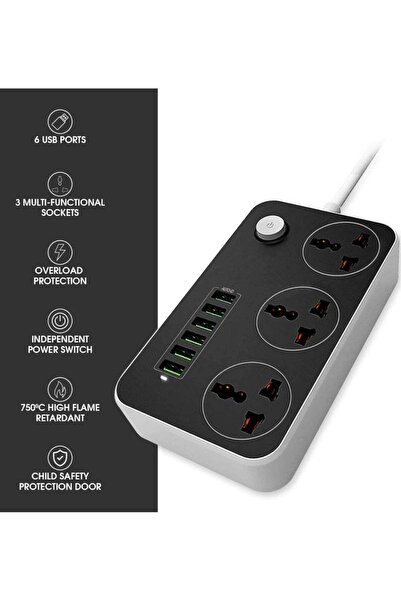 ELTRAZONE 3.4 A Smart Extension Board with 3 Universal Socket and Surge Prote...