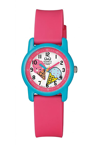 Q&Q Unisex Mavi Pembe Dondurma Desenli 10 Atm Su Geçirmez Silikon Kordonlu Ço...