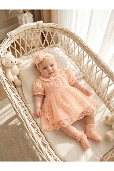 Bebila Baby فستان مولتليك للبنات الصغيرات مع طوق للرقبة وشال صيفي من الدانتيل...