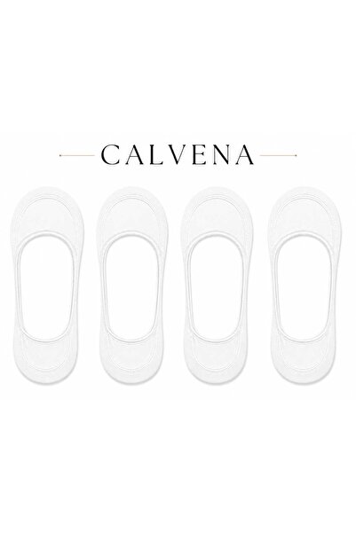 Calvena Women's 4 Pairs White Color Ultra Thin Microfiber Invisible Socks