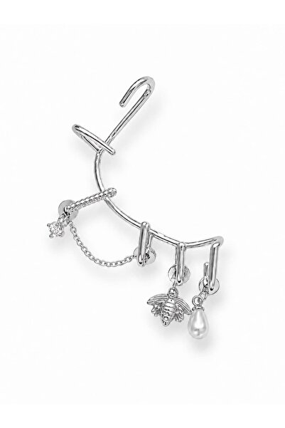 CHARMLUCKY Steel Bee Charm Earcuff