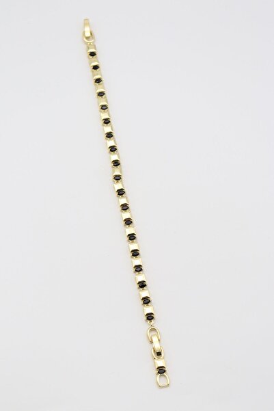 Bade Jewelry Vip Gold Square Row Black Marquise Stone Detailed Tarnish-Resist...