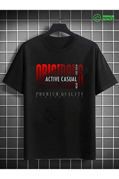 2mcup Originals Men'S Active T-Shirt Red Lettering Graphic, Loose Fit Short S...