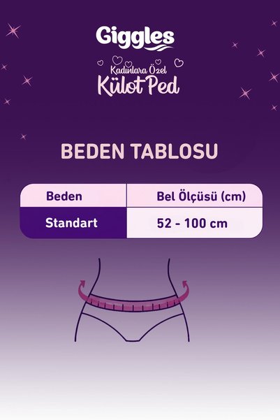 giggles Külot Ped (Regl Gece Külodu) Bel Ölçüsü 52-100 cm Standart Beden 1 Paket 4 Adet