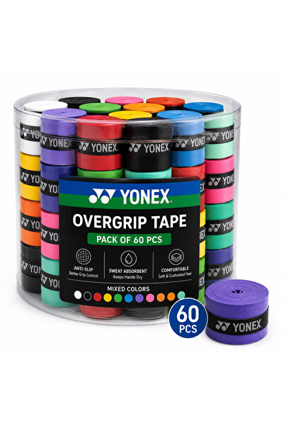 YONEX Overgrip Tape Pack of 60 Pcs Mixed Colors Anti-Slip Sweat Absorbent Gri...