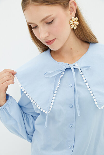 Fulla Moda Dantelli Peter Pan collar Shirt with Elastic Sleeves