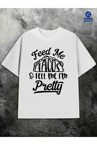 STITCHLY تي شيرت رجالي بطباعة مضحكة - إصدار محدود بطباعة "Feed Tacos Tell Me ...