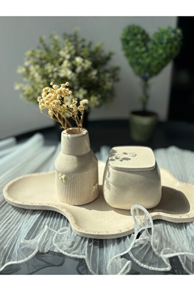 Dabris Decor Set Decor Handmade Tavă "Bloom", mini vază "Halo" și cutie "Luno"