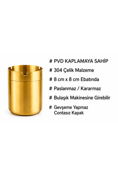 HOMEDEFNE 304 Steel Table Ashtray with Compartment - Ashtray with Compartment - Table Ashtray