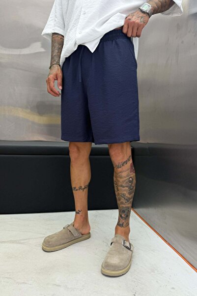 NOMARC Navy Blue Modal Fabric Oversize Shorts