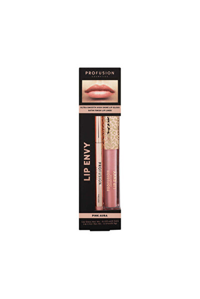 PROFUSION COSMETICS Set Lip Envy Pink Aura, luciu de buze ultra neted și stră...