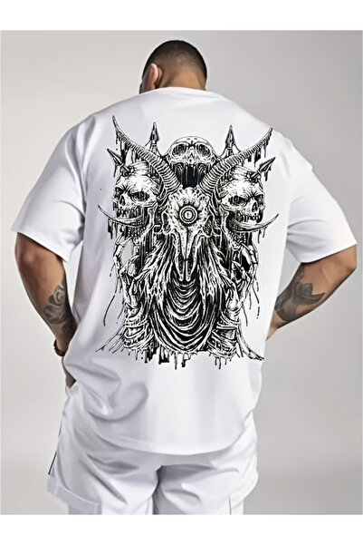 212Wear Pure Cotton Gothic Skull Pattern T-shirt- Y2K Street Hip-hop Style Re...