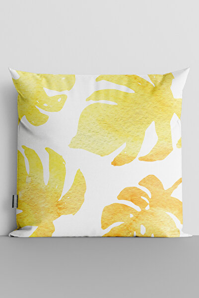 TicaretJet Yellow Leaves Double Sided Digital Printed Throw Pillow Cover - 2516