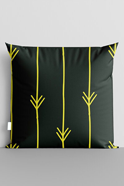 TicaretJet Yellow Down Arrows Double Side Digital Printed Pillow Throw Pillow...