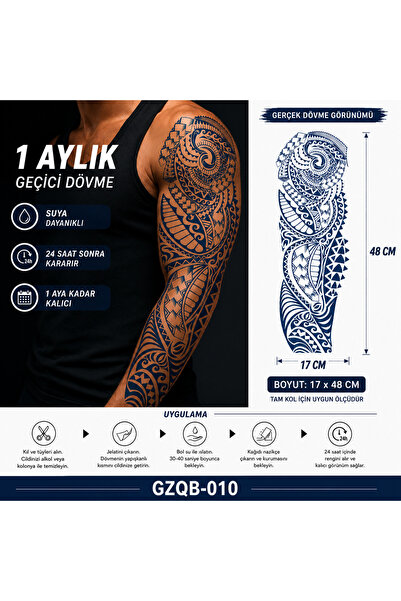 medink tattoo 1 Ay Kalıcı Sonradan Kararan Maori Tam Kol geçici dövme tattoo ...