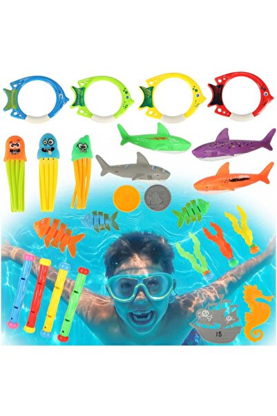 Ikonka Set 27 jucarii de inot pentru copii Water World, design atractiv, culo...