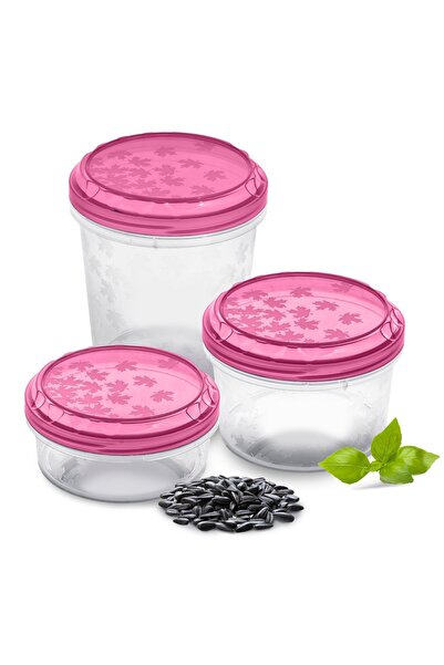 EDANTI Set de 3 recipiente rotunde din plastic pentru depozitarea alimentelor...