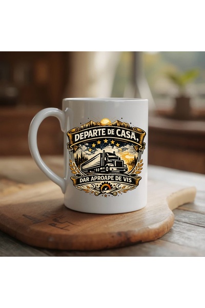 Arka9 Cană ceramică 330 ml – „Departe de casă, aproape de vis”