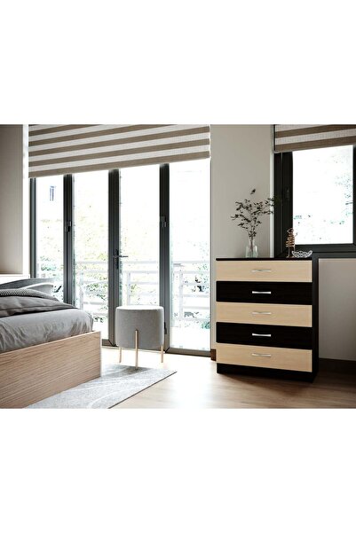 OEM Comoda 5 Sertare Wenge Mesteacan 72x40x90 cm