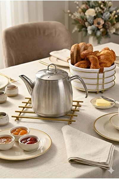 Edora Home Set of 2 Matte Gold Round Bread Baskets, Nihale Kitchen Set