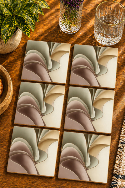 JHAAR Abstract - Bohemian Modern Set of 6 Coasters - Uv Printing Mdf - 10X10 cm
