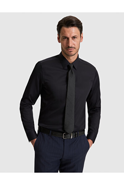 Pierre Cardin Black Non-Iron Easy-Iron Slim Fit Long Sleeve Basic Shirt 50321...