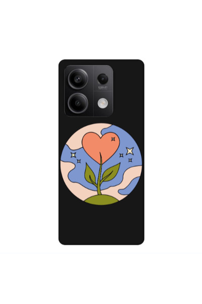 Other Xiaomi Redmi Note 13 5G Hearted Flower Black Colored Silicone TPU Θήκη