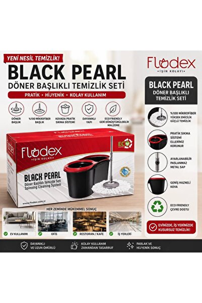 Duruper Kimya Döner Başlıklı Temizlik Seti Mikrofiber Mop Kovalı Temizlik Sis...